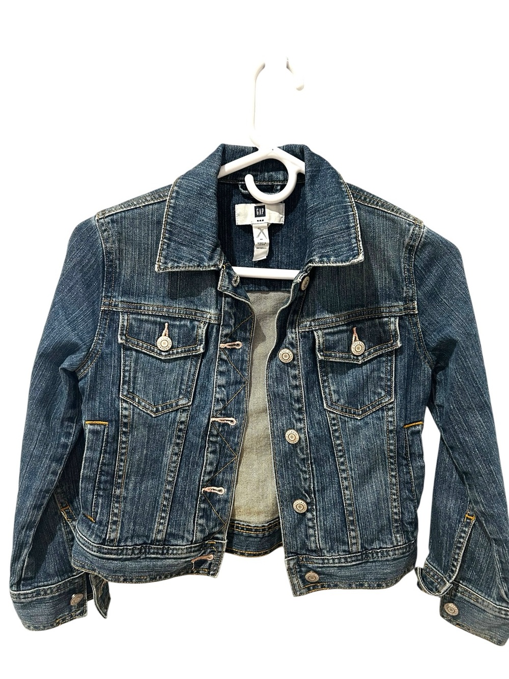Gap Kids Girls Pink Stitch Denim Jean Jacket  Sz Medium